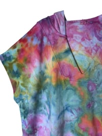 Image 4 of ♻️ UPCYCLED XL French Terry Hooded Dress / Cover-up in Bright Ice Dye
