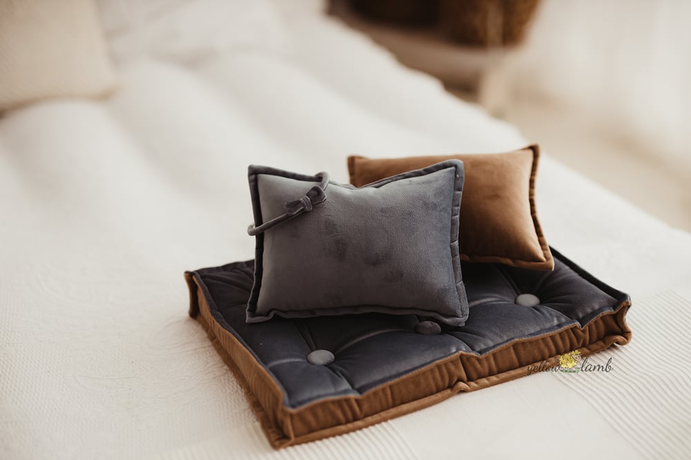 Image of «  denim set- bench with two sided mattress, two pillows and headband - pre order »