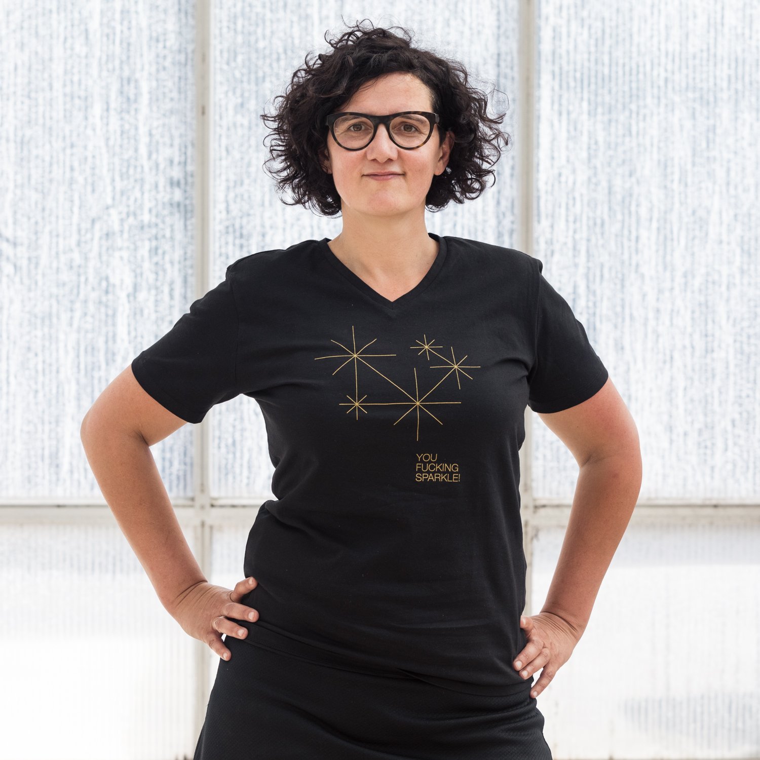 Image of T-SHIRT WOMAN short sleeve SPARKLE black