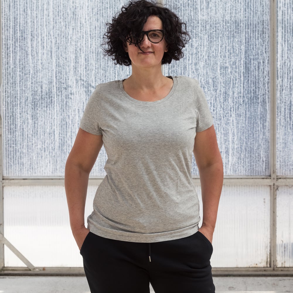 Image of T-SHIRT WOMAN short sleeve BIRDCAGE (on the back) grey