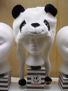 Image of Panda Hat with black pom poms