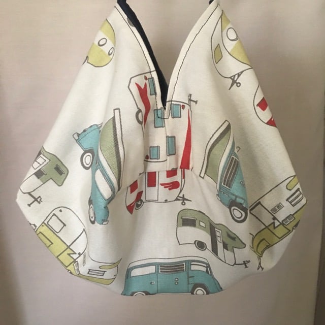 Japanese Origami Bag,  Retro Vintage Camper Summer Bag, Shoulder Cross Body Bag