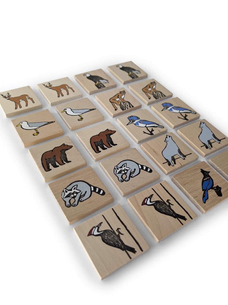 Wildlife Wooden Tile Memory Game