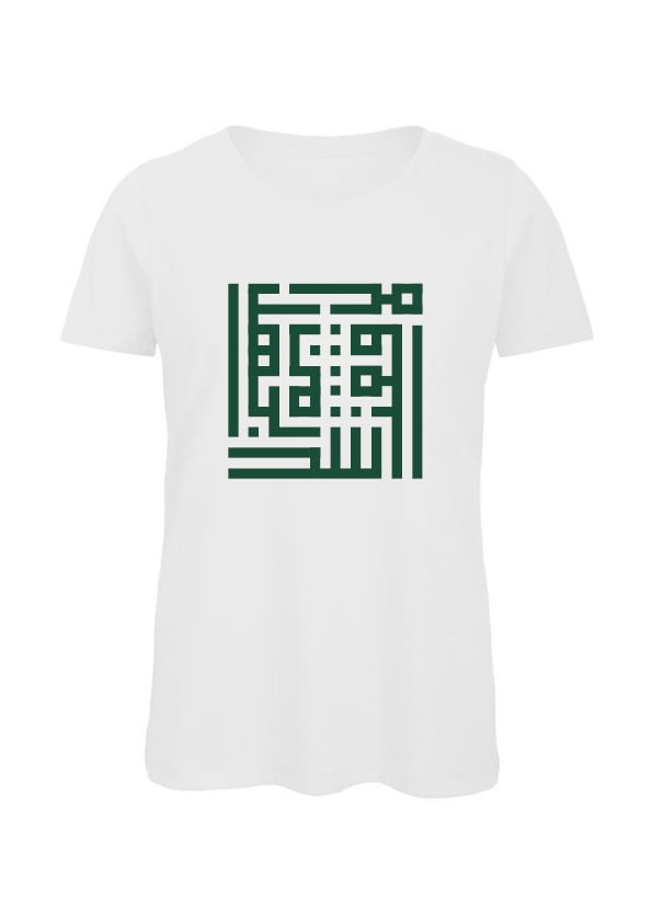 Image of Woman t-shirt - Green calligraffiti