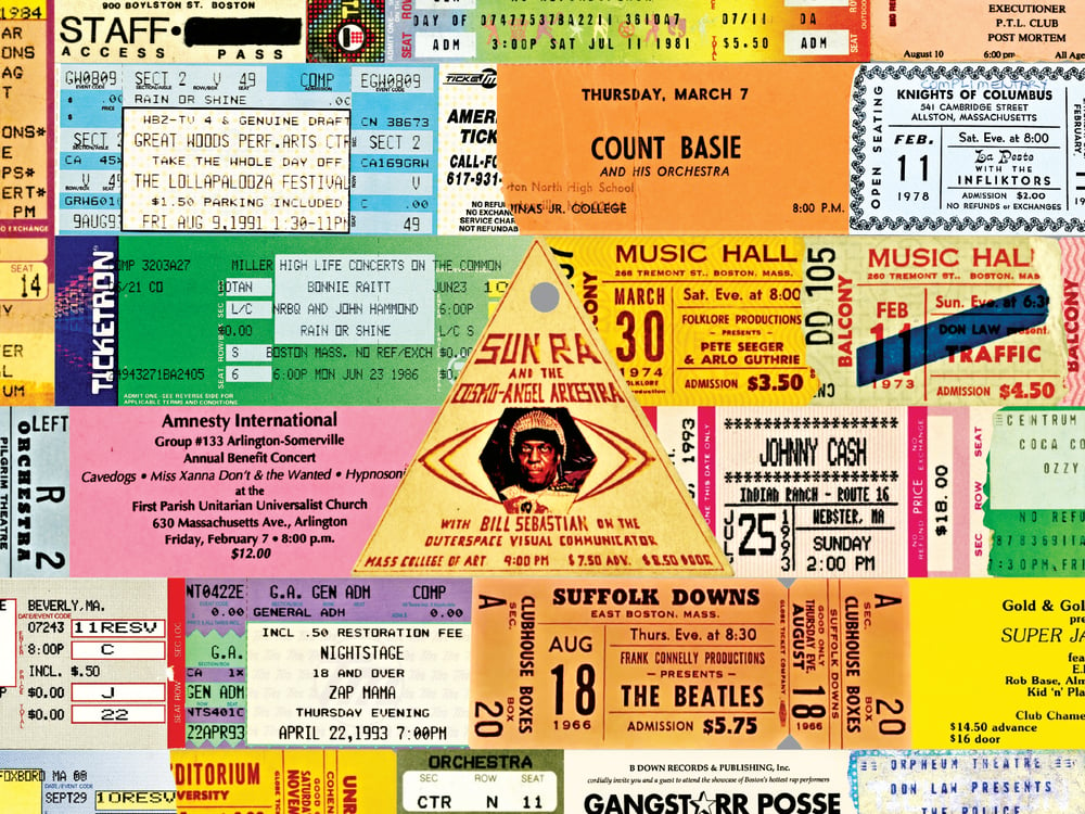 Image of Boston Ticket Stub Greeting Cards 10 PACK [1950s – 2000s]
