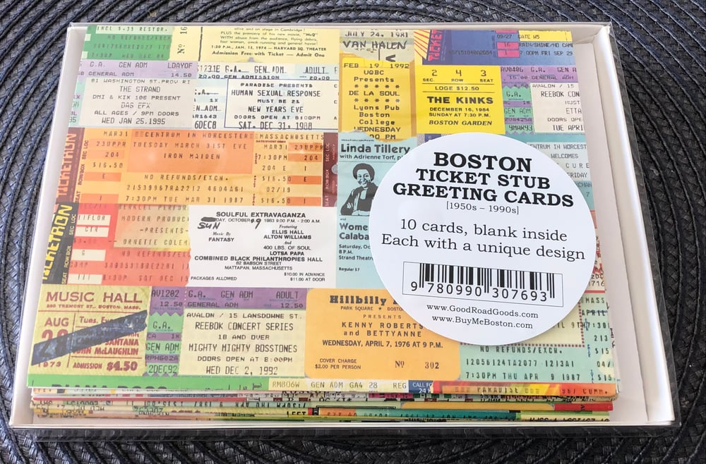 Image of Boston Ticket Stub Greeting Cards 10 PACK [1950s – 2000s]