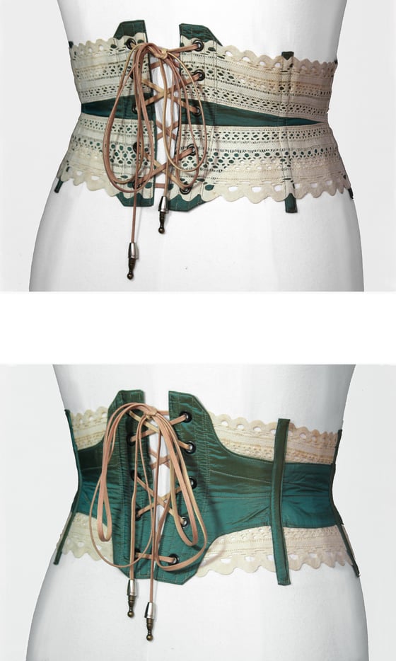 Image of Teal Reversible Corseted Belt	