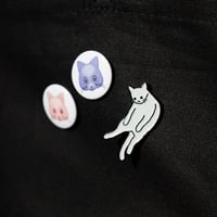 Image 3 of Anxiety Cat - Sitting Cat Enamel Pin