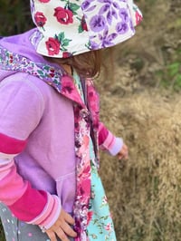 Image 3 of neon green floral happy child vintage fabric six panel bucket hat buckethat sunhat courtneycourtney 