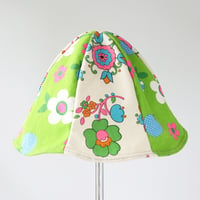 Image 1 of neon green floral happy child vintage fabric six panel bucket hat buckethat sunhat courtneycourtney 