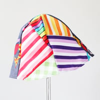 Image 2 of rainbow patchwork love happy child vintage fabric six panel bucket hat buckethat sunhat candy stripe