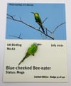 Blue-cheeked Bee-eater - July 2021 - UK Birding - Enamel Pin Badge