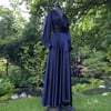 Midnight Blue "Beverly" Dressing Gown w/ Crystal Button Cuffs PRE-ORDER FOR NOVEMBER