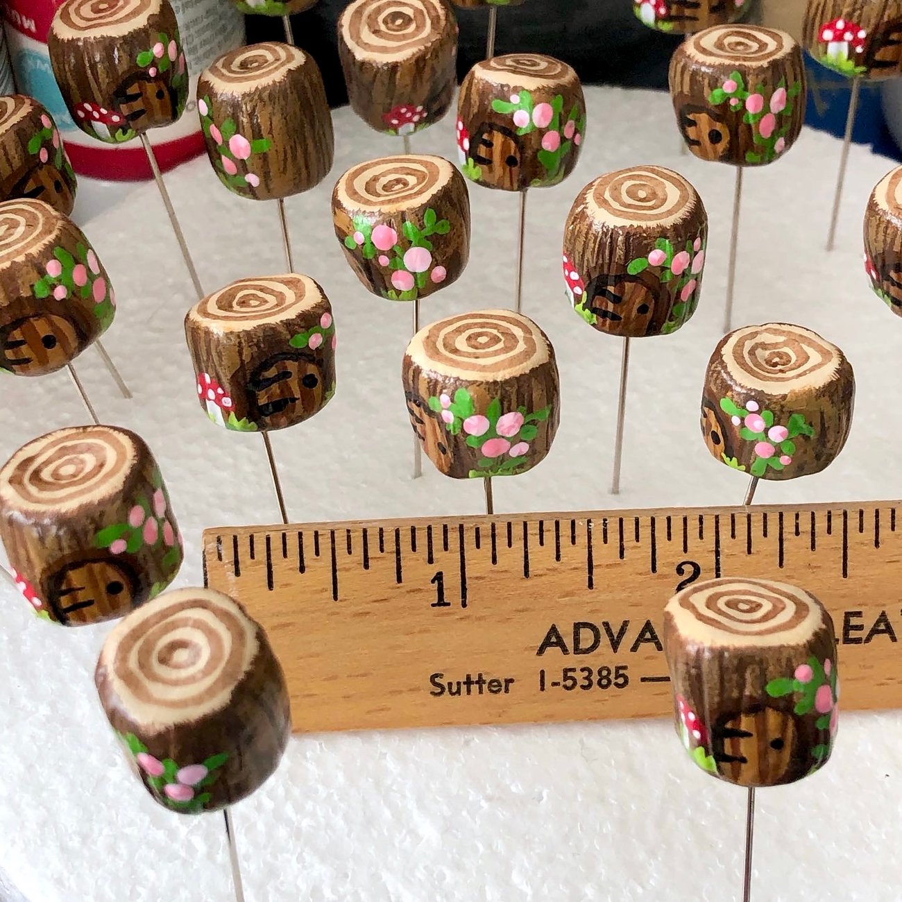 tree stump decorative sewing pin pincushion topper Fabric And Ink