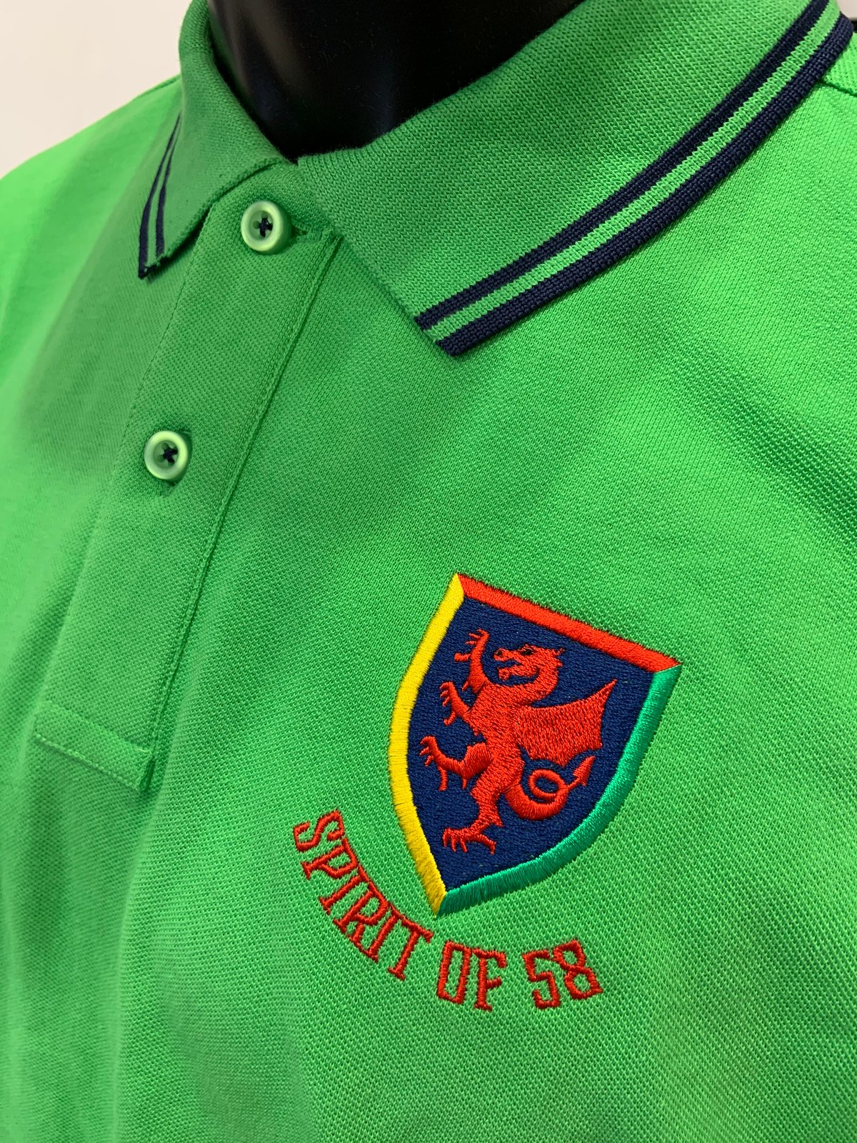 Image of Spirit of 58 Embroidered Polo Shirt lime/Navy 