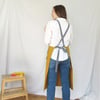 Ochre Canvas/Stripe Denim Crossback Apron No23:1
