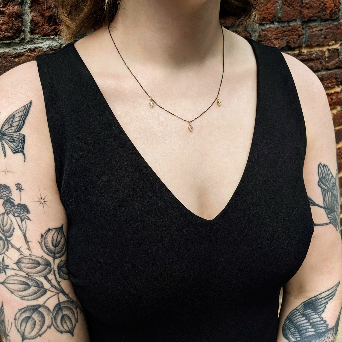 Image of Triple Diamond Charm Necklace