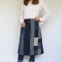Image 5 of Denim Patchwork Apron, Barista Boro Apron, One-of-a-kind No16:3. was £126.00 now 25% off