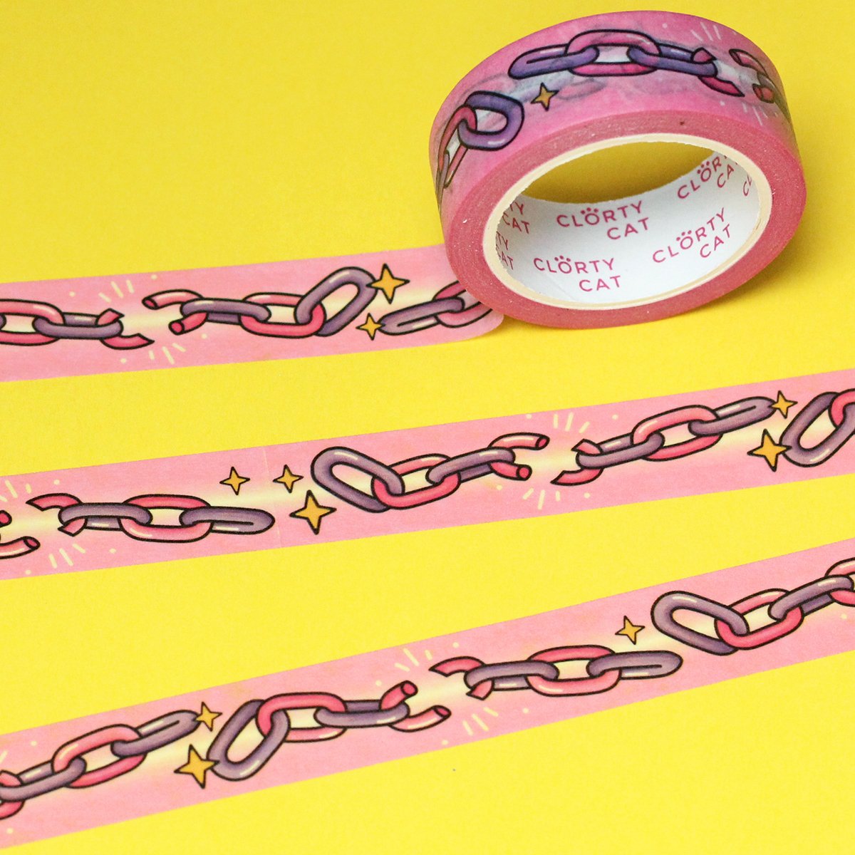 Pastel broken chains Washi Tape - pink & lilac - 15mm by 10m