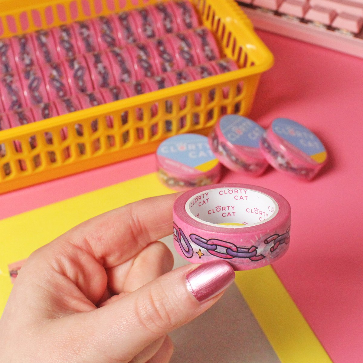 Pastel broken chains Washi Tape - pink & lilac - 15mm by 10m - Japanese masking  tape
