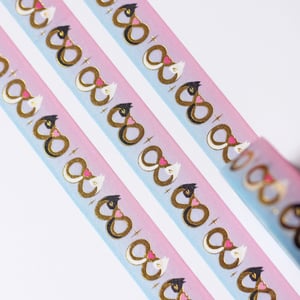 Image of Infinity symbol cats Washi Tape - gold foil - 15mm by 10m - Japanese masking tape