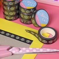Image 2 of Moon Cat foil Washi Tape - silver foil - BLACK - 15mm by 10m - Japanese masking tape 