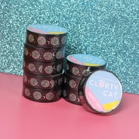 Image 4 of Moon Cat foil Washi Tape - silver foil - BLACK - 15mm by 10m - Japanese masking tape 