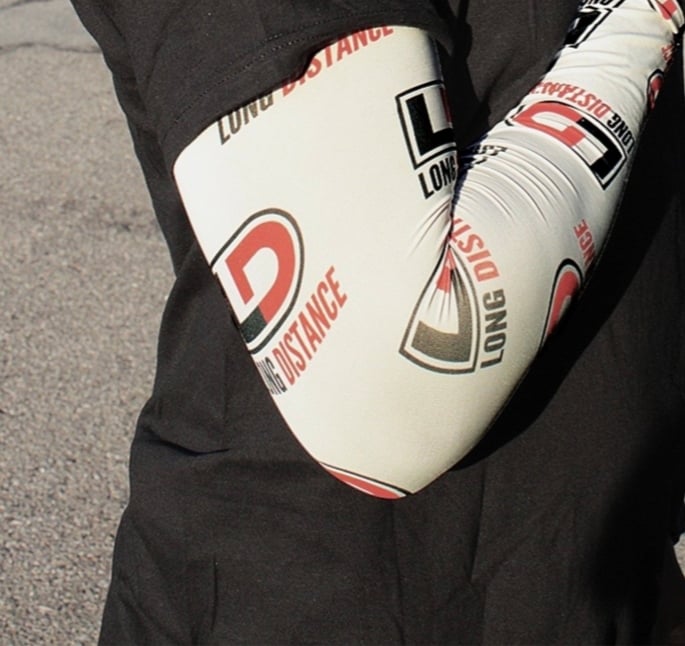 Image of White Long Distance all over print compression arm sleeve