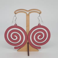 Image 1 of Red spiral earrings