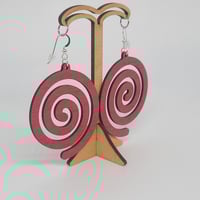 Image 2 of Red spiral earrings