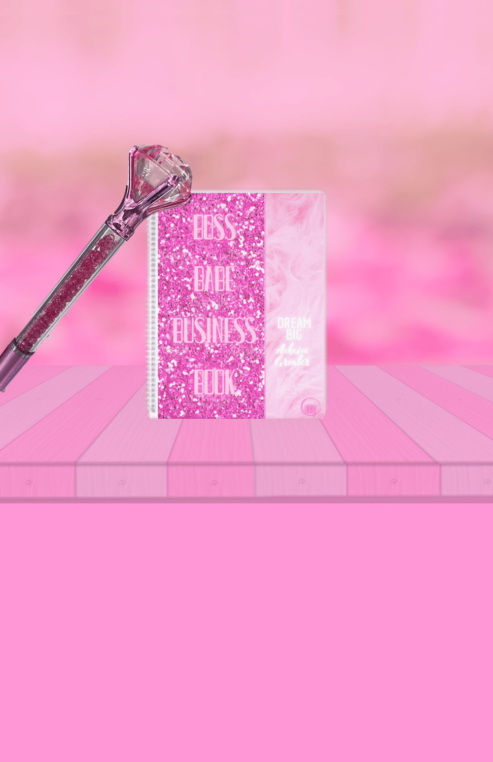 Image of BOSS BABE BUSINESS BOOK WITH GIRL BOSS DIAMOND PEN