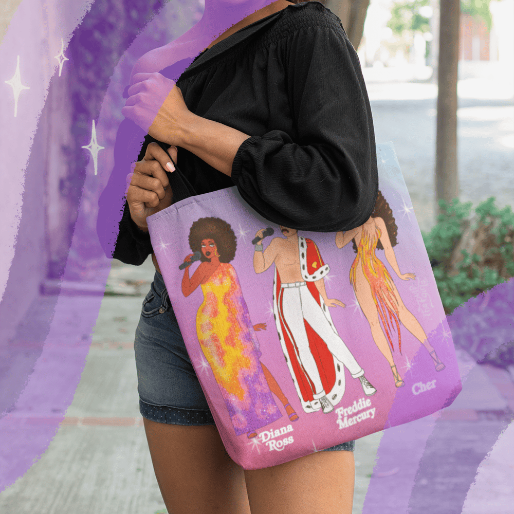 Image of MUSIC ICONS OF THE 70S TOTE BAG