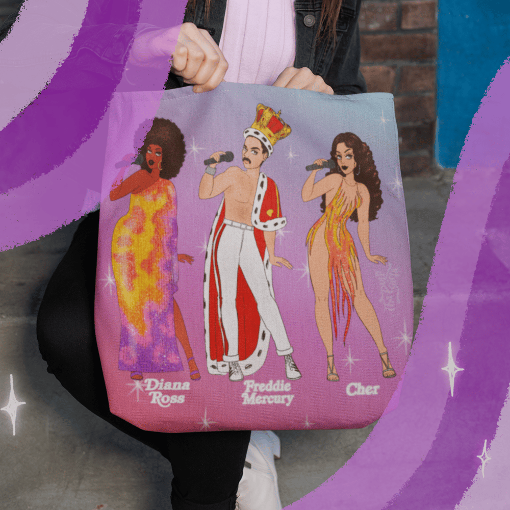 Image of MUSIC ICONS OF THE 70S TOTE BAG