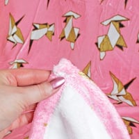 Image 3 of Origami Animals blanket - luxury super soft fluffy fleece throw - PINK - printed blanket