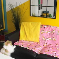Image 4 of Origami Animals blanket - luxury super soft fluffy fleece throw - PINK - printed blanket
