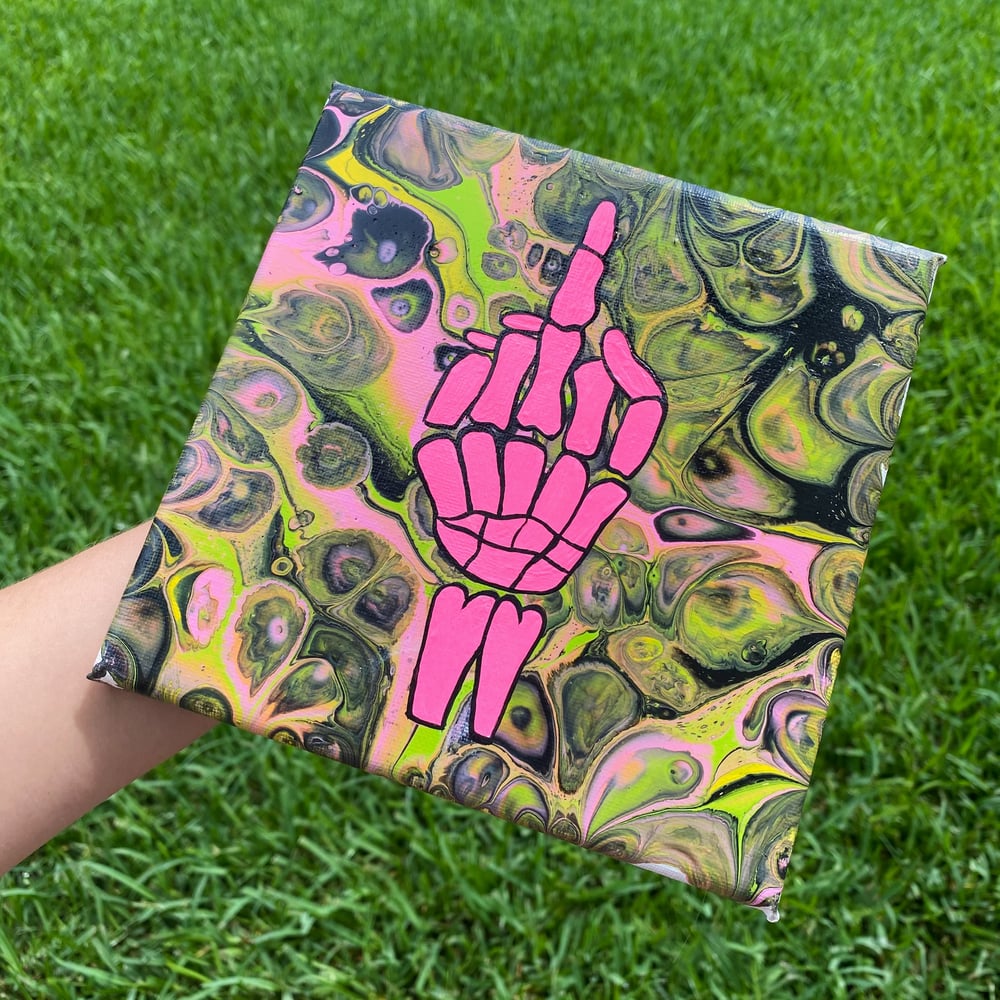 Image of Pink middle finger canvas 