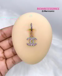 Image 2 of Silver CC Chanel Clip-On Belly Ring