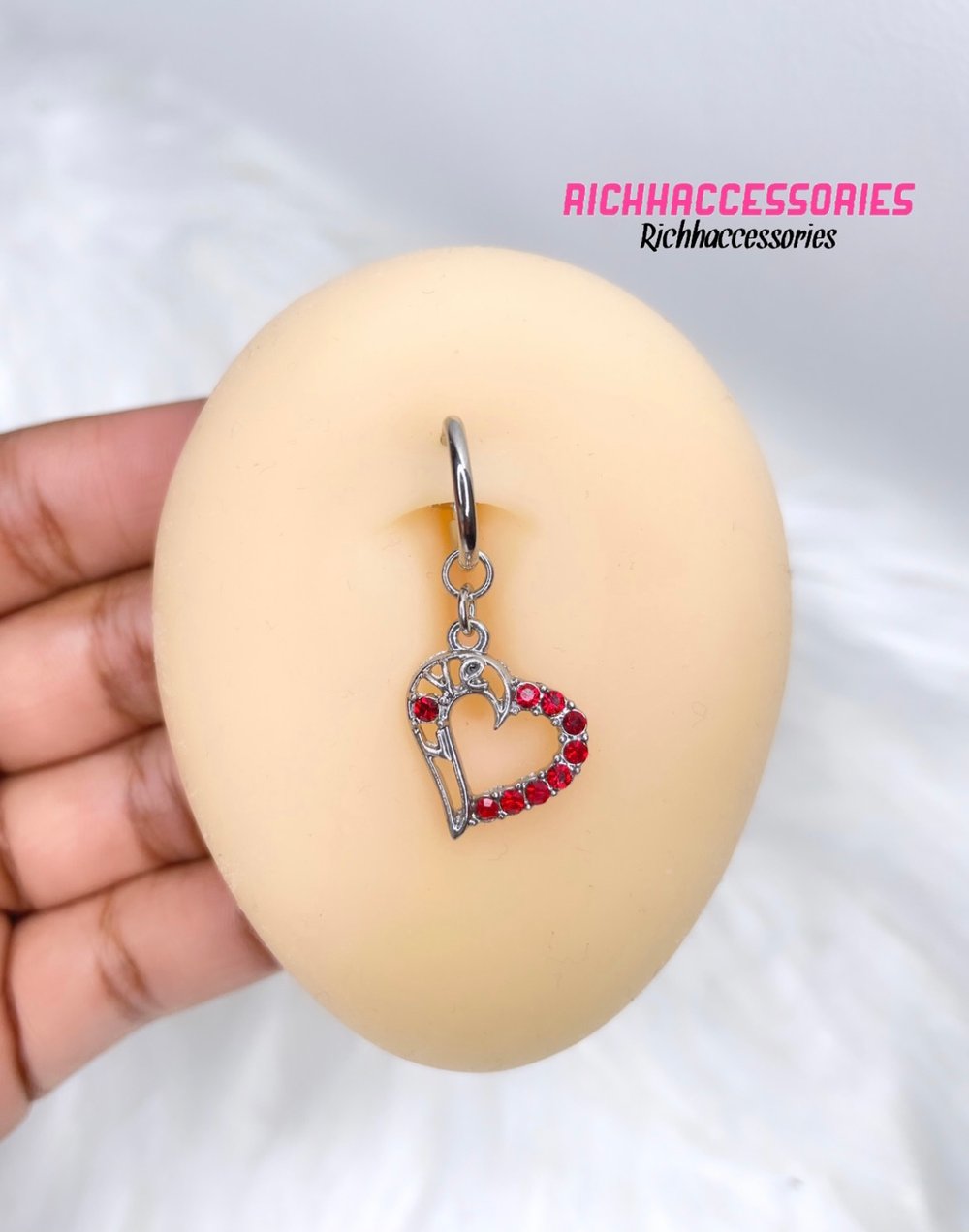 Red Heart Clip-On Belly Ring