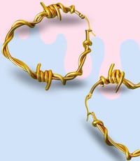 Image 3 of STAINLESS STEEL BARBED WIRE HEART HOOPS 