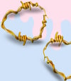 STAINLESS STEEL BARBED WIRE HEART HOOPS 