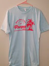 Prosper Clothing Company Palm Tree Birds In Flight Hers T-Shirt Light Blue