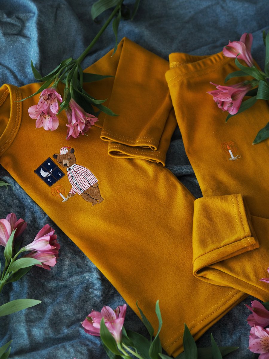 Image of Bedtime Bear - Mustard Pj/lounge set 