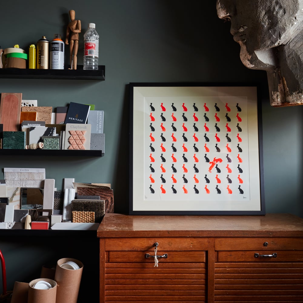 Bunny Love (Fluoro Red & Black Stencil)