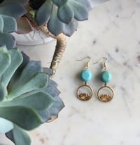 Golden bloom and turquoise magnesite earrings