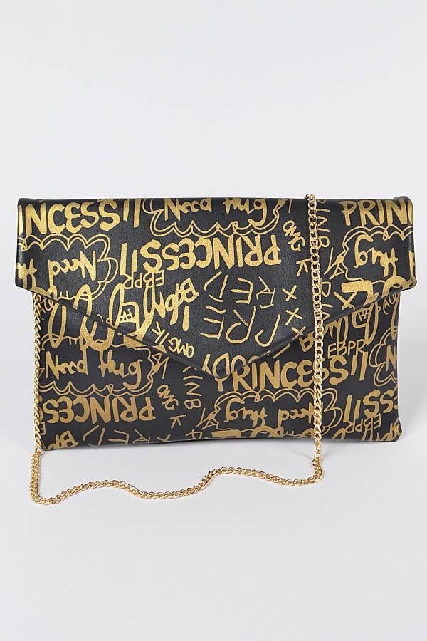 Image of Black & Gold Graffiti Clutch