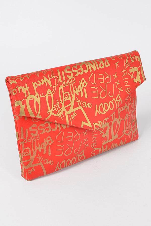 Image of Black & Gold Graffiti Clutch