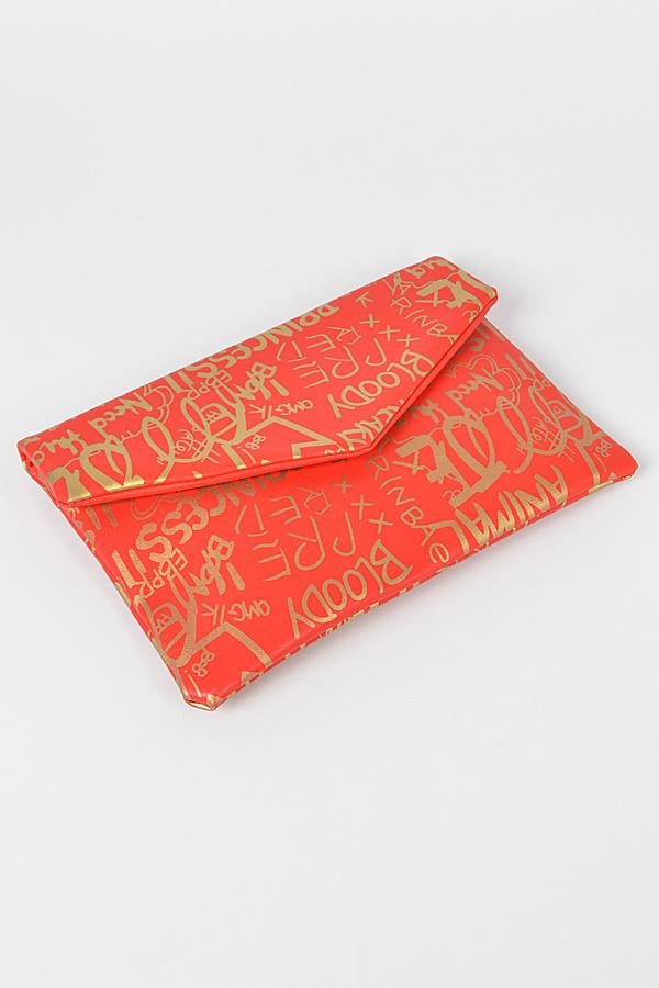 Image of Black & Gold Graffiti Clutch