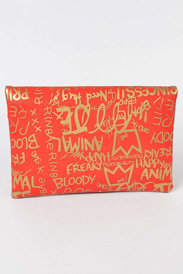 Image of Black & Gold Graffiti Clutch