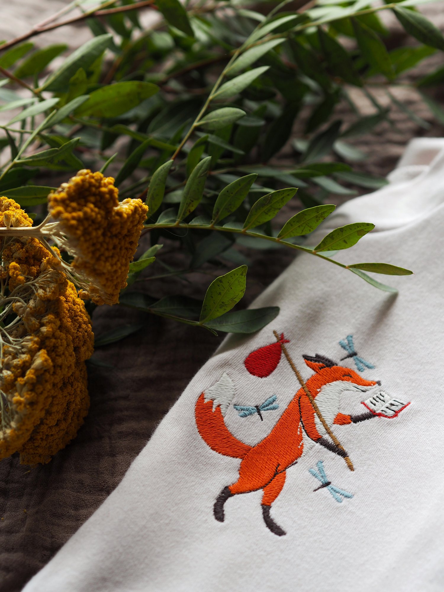 Image of Friendly Fox - Stone Button Down Sleepsuit