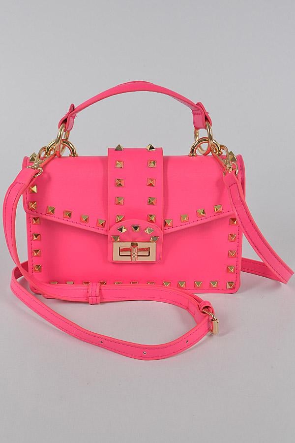 Image of Neon Pink Studded Bag